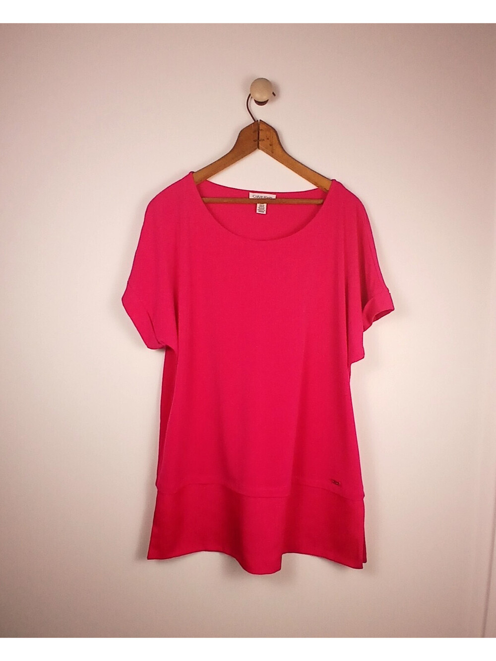 Calvin Klein Pink Stretch Top Women Medium Short Sleeve Casual Tee
